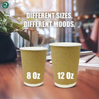 ECO SOUL 12oz Compostable Ripple Cups (200 Pack) – Biodegradable Paper Cups, Non-Toxic Disposable Cups for Hot Drinks, To-Go Coffee Cups, Eco-Friendly & Ripple Paper Cups