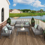 Solaste Aluminum Patio Furniture Set for All Weather, Oversized Metal Outdoor Furniture Set with 27.5" Deep Seating and 3.2" Wide Armrest, Outdoor Patio Conversation Set with 5" Cushion, Grey