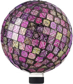 Alpine Corporation 10" Diameter Indoor/Outdoor Glass Mosaic Gazing Globe Yard Decoration, Pink