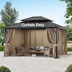 Gazebo Curtain Replacement Universal 4-Panel Sidewalls 12' x 14', Outdoor Gazebo Privacy Curtains with Zipper, Replacement for Outdoor, Patio Canopy, Garden and Backyard (Curtain Only)