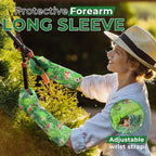 HANDLANDY Women Gardening Gloves, Scratch Resistant Breathable Ladies Rose Pruning Long Gauntlet Floral Print Garden Yard Gloves, Gift for Gardeners (Green, M)