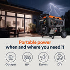 Generac 12,500 Starting Watt Tri-Fuel Portable Generator - Electric Start - Gas, Propane or Natural Gas - Home Backup, Jobsite, or RV - Quiet Operation - Long Runtime - 50-State Compliant
