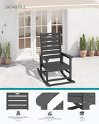 SERWALL Outdoor Rocking Chair Set of 2, Oversized Rocking Chair with Footboard for Adults, HDPE All Weather Resistant Rocking Chairs for Patio, 350lbs Weight Capacity, Gray