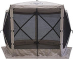 Gazelle Tents™, G5 5-Sided Portable Gazebo, Easy Pop-Up Hub Screen Tent, Waterproof, UV Resistant, 4-Person & Table, Desert Sand, 85" x 115" x 106", GG501DS