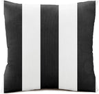 Austin Horn Classics Sunbrella Cabana Stripe White/Black, Knife Edge, Zippered Opening, 24-inch Pillow Cover (Set of 2), No Insert Included