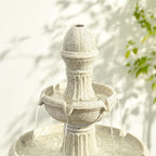 Glitzhome Outdoor Fountains and Waterfalls 3 Tier Patio Fountain with Pump & LED Light, Resin Terrazzo Water Fountains Oversized Outdoor Floor Stand Fountain for Garden Backyard Yard Lawn Sand Beige