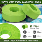 Eastrans 1-1/2'' x 25 FT Pool Backwash Hose with 2 Hose Clamps,Extra Heavy Duty Discharge Hose,Drain Hose for Swimming Pool,Super wear-resistant,weather blast,green