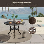 Kinger Home Harmon 41-inch Patio Dining Table, Round Outdoor Table, Outdoor Dining Table, Aluminum Patio Furniture, Outdoor Dining Set, Woven Design, Rust Resistant