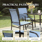 HERA'S HOUSE Patio Dining Chairs Set of 4, 36" Textilene Fabric Outdoor Chair with Wrought Iron Metal Frame Support 350lbs for Garden Lawn Backyard Kitchen Deck, Blue