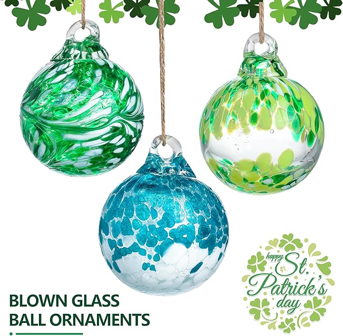 3pcs Hand Blown Glass Gazing Balls Hanging Friendship Ball Decor for Home Garden Patio