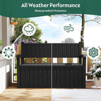 70 Gallon Outdoor Storage Bench, Deck Box Bench with Armrest, Lockable Outside Benches with Storage, Deck Boxes Waterproof for Pool Patio Garden (Black)