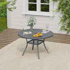 VICLLAX 5 Pieces Outdoor Dining Set, Patio Furniture Set of 4 Patio Swivel Dining Chairs and 41" Patio Round Table with Storage Shelf, Grey Chairs & Dark Grey Tabletop