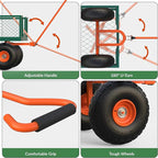 900LB Capacity Garden Cart, 3-in-1 Heavy Duty Utility Wagon with 13" All-Terrain Tires, Removable Mesh Sides & 180° Swivel Handle - Outdoor Yard Cart for Gardening, Farming, Patio Use