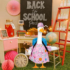 Back to School Porch Goose Outfits,4Pcs Yard Goose Statue Clothes for 23" Geese Clothes Patio Lawn Garden Decoration