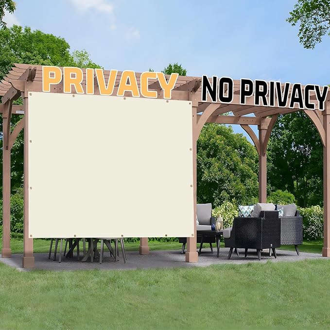 SUNNY GUARD Shade Cloth Custom Size 10x23 FT Sun Shade Screen Fabric Shade Cover Tarp with Grommets for Pergola Backyard Garden, Butter Cream(We Customized)