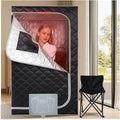 Smartmak Portable Infrared Sauna Box for Home with 660nm Red Light Therapy Lamp, Full Body Dry Sauna Tent, Personal Saunas with 6 Heaters, Heated Foot Pad, Foldable Chair for Body Recovery, BlackGrey
