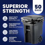 Plasticplace - W65LDBTL2RL 64-65 Gallon Trash Can Liners for Toter │ 2.0 Mil │ Black Heavy Duty Garbage Bags │ Rolls │ 49” x 59” (50 Count)