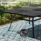 PHI VILLA 9 Piece Outdoor Dining Set for 8, Square Metal Table (60") with Umbrella Hole and Swivel Chairs with Cushions– Perfect for Patio, Garden, Deck, Porch, and Backyard
