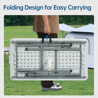 Outdoor Ice Cooler Folding Table, Portable Cooler Table with Removable Matching Skirt, Folding Ice Chest Table with Place Holder White
