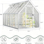 GAOMON 6x11 FT Outdoor Greenhouse with Roof Vent, Heavy Duty Aluminum Polycarbonate Greenhouses, Easy Assembly, Lockable Door, Large Walk-in Greenhouse for Patio, Backyard, Garden