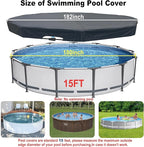 15 Ft Pool Cover, with Automatic Drain Round Pool Cover, One-Piece Quick Installation and Removal Above Ground Pool Cover, Preventing Waterlogging, UV Protected Solar Swimming Pool Cover