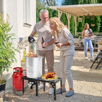 ROVSUN 30QT Turkey Fryer with 54000BTU Propane Gas Stove, Outdoor Aluminum Deep Fryer & Seafood Boiler for Crawfish crab Boiling with Lifting Hook, Turkey Rack, Basket, Marinade Injector, Thermometer