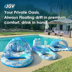 Pool Float for Adults with Canopy, XL Inflatable Chair Lounge Floaties with Adjustable Sun Shade Cover, Drink Holder, Ergonomic Headrest