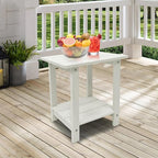 Outdoor Side Table, Weather Resistant Double Small Adirondack Side Table, Outdoor Indoor End Table for Chair, 17" Patio Table for Pool, Deck and Porch, Black (Item2, White)