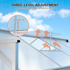 8x12 FT Polycarbonate Greenhouse with Roof Vent - Large Aluminum Walk-in Greenhouse Kit for Gardening, Backyard, Patio, Lawn - Easy Assembly