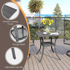 VICLLAX Small Square Outdoor Patio Table, All Weather Metal Outdoor Dining Table for Lawn Garden, 27.5"x 27.5" Patio Table for Outside, Grey