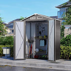 5x3x6FT Outdoor Storage Shed, Galvanized Steel Garden Shed with Lockable Door & Window, Waterproof Metal Tool Storage for Garden, Backyard, Patio, Lawn(Peak Roof)
