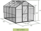 Vego Garden Junior Victorian Greenhouse 8ft – Durable Aluminum Frame with Polycarbonate Panels – All-Season Greenhouse for Backyard or Patio