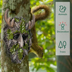 Tree Face Sculpture, Funny Horned Old Man Tree Hugger Statue, Indoor & Outdoor Creative Props for Garden and Home,8.27" x 5.12" x 2.4"