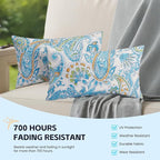 Outdoor Lumbar Pillows Waterproof Covers 2 Pack 12×20 Inch, Decorative Toss Pillows Covers, Rain-Proof, Fade Resistant for Patio Furniture, Sofa, Couch, Garden