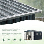 10X12X7.5 FT Outdoor Steel Storage Shed with Lockable Doors, 2 Windows, Transparent Roof Panels, Metal Frame Floor (Wood Panels Not Included), Ideal for Backyard, Patio Storage,Chicken Coop