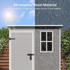 Gizoon 5x3 FT Resin Outdoor Storage Shed, Weather-Resistant Plastic Garden Tool Shed with Floor and Lockable Door for Backyard, Patio, Lawn, Grey