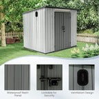 Domi 6.2x7.8 FT Outdoor Resin Storage Shed, All-Weather Double-Wall Storage Building with Sloping Roof for Backyard, Garden, Lawn Tools, Mower, Bike & Pool Equipment, Lockable Doors, Ventilated Roof