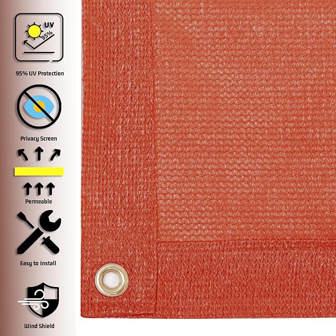 SUNNY GUARD Shade Cloth Custom Size 5x5 FT Sun Shade Screen Fabric Shade Cover Tarp with Grommets for Pergola Backyard Garden, Terra(We Customized)