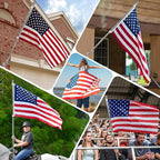 Jetlifee American Flag Pole Kit, Including 100% Polyester 3x5 ft US Flag, 5 Ft Aluminum White No Tangle Spinning Pole and Multi-Position Flag Pole Bracket
