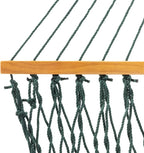 Original Pawleys Island Deluxe Green DuraCord Rope Hammock – 13 ft. x 65 in, 2-Person, 450 lb Capacity, Oak Spreader Bar, Zinc-Plated Hardware, Handcrafted in The USA