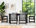 SERWALL Outdoor Dining Sets for 4 with 1 Umbrella Hole Cut-Out Rectangular Table and 4 Textilene Chairs, Patio Dining Table Sets for Garden, Backyard, Poolside, Black
