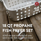 Gas One Double Fryer with 2 Baskets Propane Burners for Outdoor Cooking – Heavy Duty 18Qt Aluminum Pot Outdoor Deep Fryer with Cast Iron Burner – Propane Deep Fryer with Thermometer