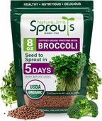 Nature Jims Sprouts Organic Broccoli Seeds for Sprouting – Certified Non-GMO, Rich in Sulforaphane, Swift-Growing Microgreen Seeds for Nutritious Broccoli Sprouts – Ideal for Indoor/Outdoor Use – 8oz