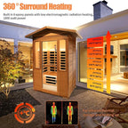 Outdoor Sauna 2 Person 1800W/110V Low EMF Dry Sauna Infrared Sauna for Home Inner Board Hemlock Wood/Outer Board Red Cedar, 8 Heating Panels with LCD Control Panel/Speaker and Tempered Glass Door