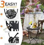 2 Pack Outdoor Side Tables for Patio,14 Inch Weather Resistant Metal Plant Stand Side Table, Round Outdoor End Table Accent Side Table for Patio Yard Porch Balcony Garden Bedside Indoor Outdoor