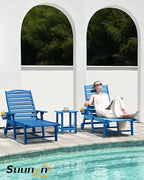 Lounge Chair Outdoor Set of 4 with Wheels, Adjustable 6-Position Chaise Lounge Outdoor, Patio Lounge Chair for Poolside Backyard, Navy Blue