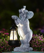 Elephant Statues for Garden Decor: Outdoor Sculpture with Warm Lights for Balcony Lawn Patio Yard - Gifts for Mom Grandma Women
