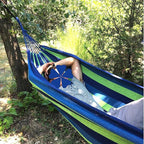 ANYOO Cotton Hammock Portable Camping Hammocks for Hanging Sturdy Garden Comfortable Fabric Hammock with Tree Straps Up to 660lbs with Travel Bag for Camping Outdoor/Indoor Patio Backyard