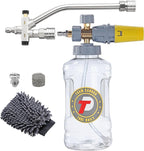 Tool Daily Foam Cannon for Pressure Washer with Dual Connector Accessory, Adjustable Soap Cannon with M22-14 and 1/4” Quick Connect Fittings, Additional Orifice Nozzle 1.1mm, 1.5 Liter