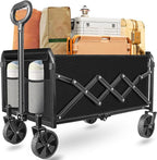 ARTIST'S DREAM Wagons Carts Foldable, Portable Collapsible Wagon with Wheels, Utility Wagon Cart for Beach Camping Groceries Sports Garden, Black (Lavender)
